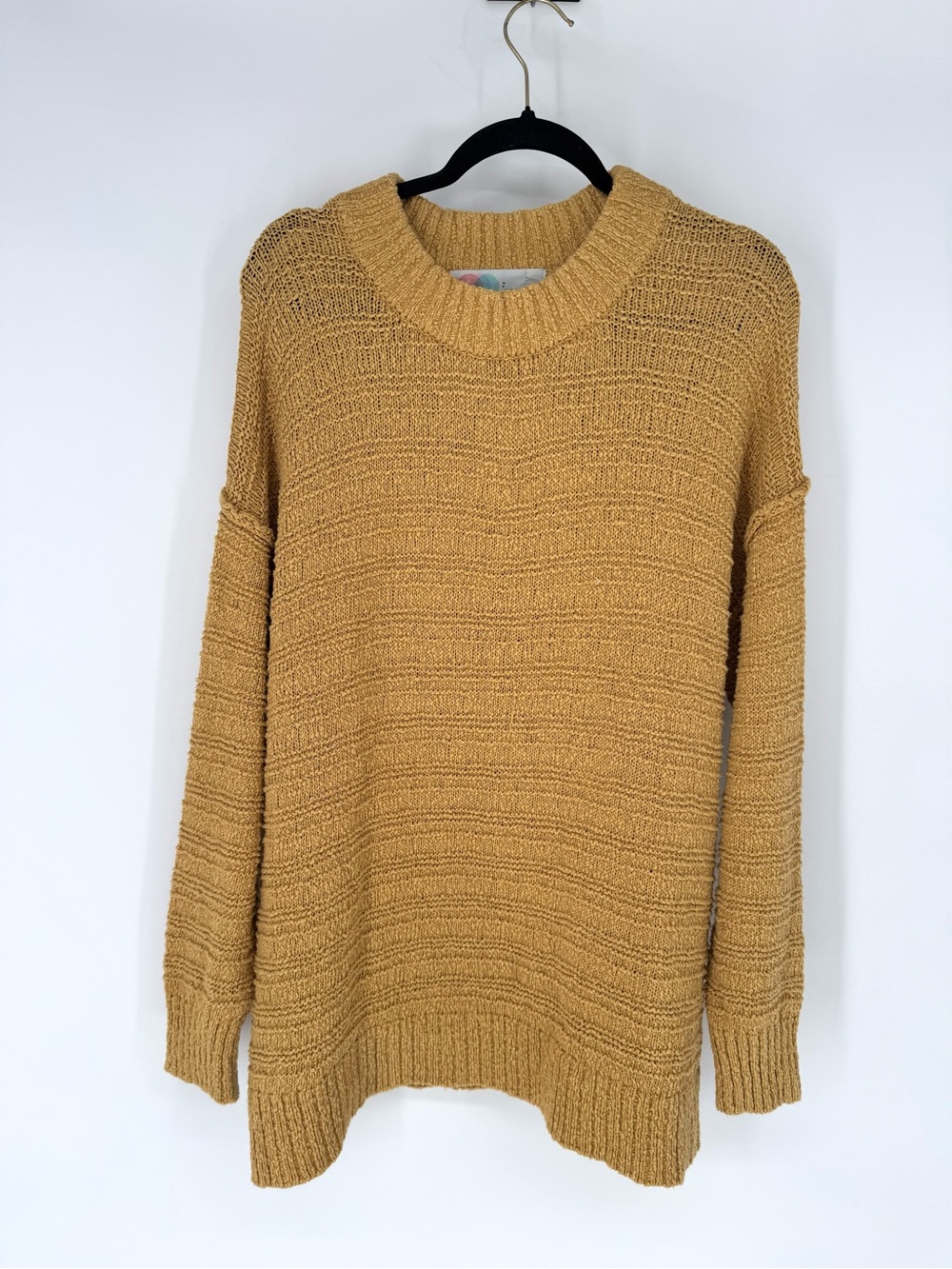 Free People oversized Ochre Textured Crewneck Sweater